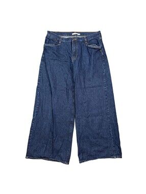 Levi's '94 Baggy Wide Leg Jeans Womens 32 Dark Blue Wash High Rise 100% Cotton